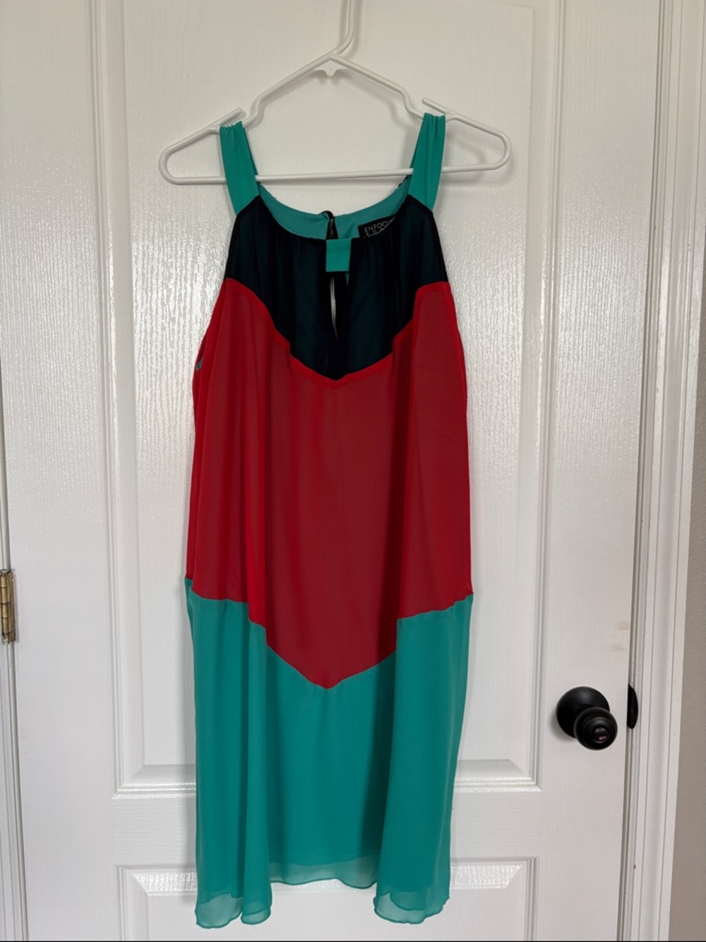 Enfocus Studio Red, Teal & Navy Colorblock Midi Dress
